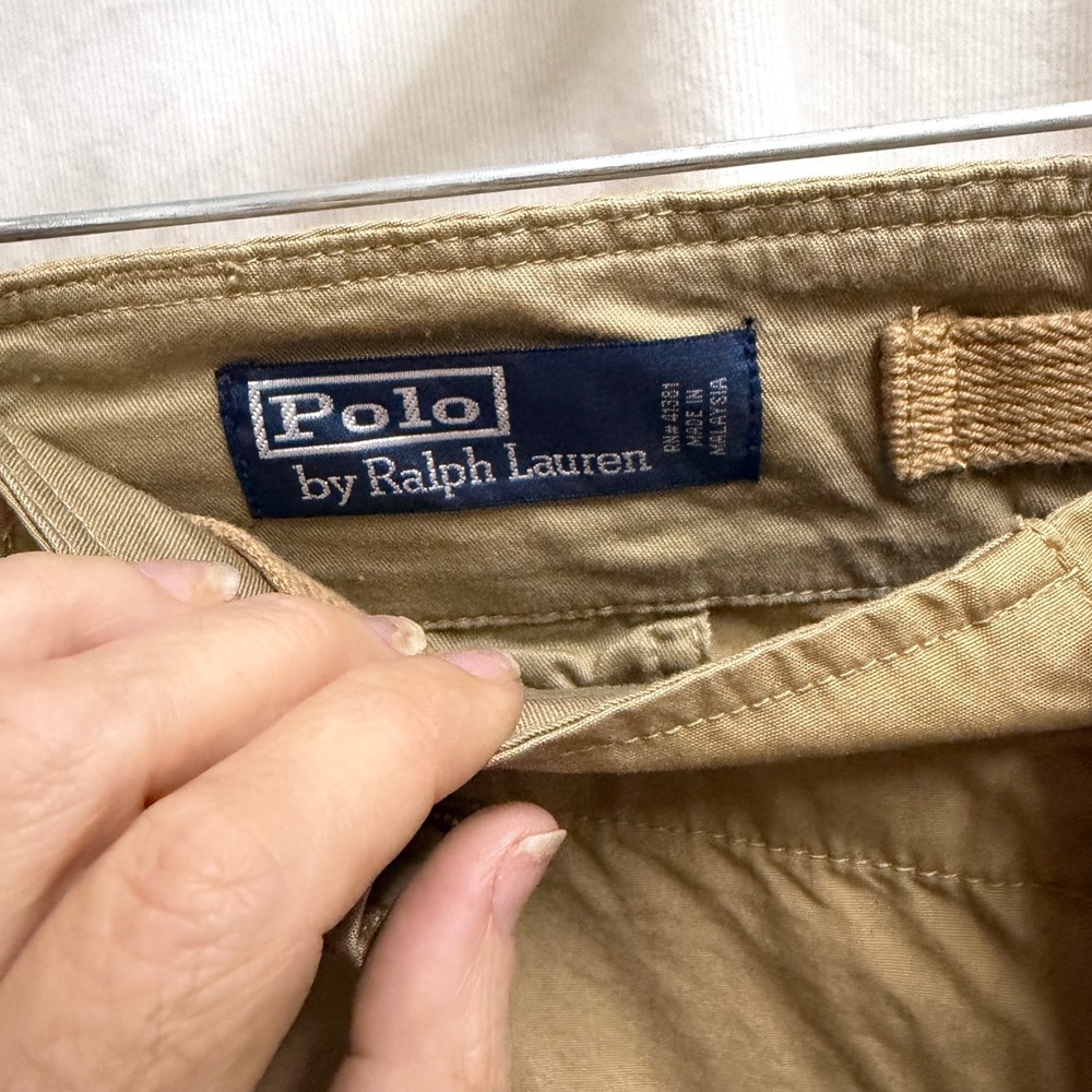 VTG Polo Ralph Lauren Mens Khaki Paratrooper Cargo Pants 36x30 Utility Trousers - Picture 6 of 14